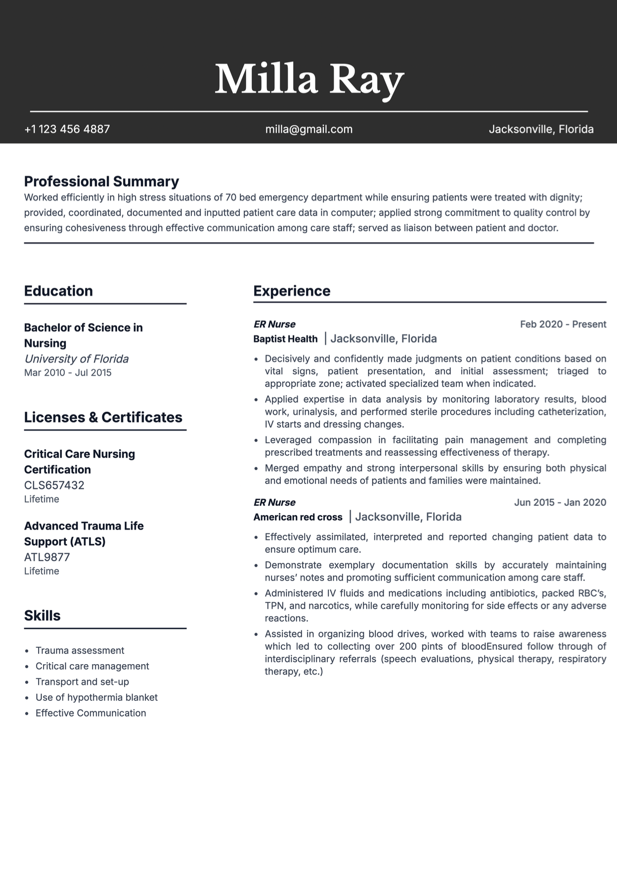 ATS Optimized Nurse Resume Template